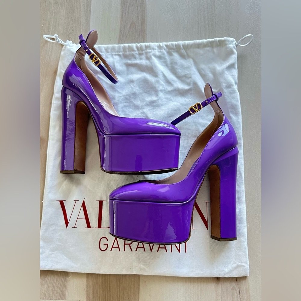 VALENTINO GARAVANI TAN-GO 155mm PLATFORM PUMPS SZ 36 PURPLE